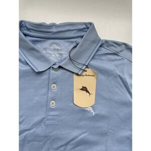 TOMMY BAHAMA TECH POLO SHIRT BLUE EMBROIDERED M